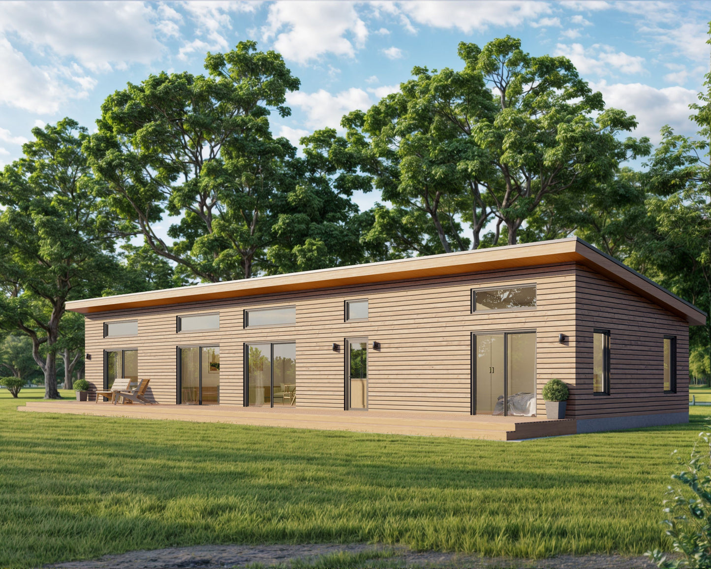 Shed Roof Cabin House, 3 Bedroom, 20’ x 70’