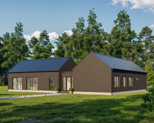 Modern Cabin House, L-shaped House, 3 Bedroom