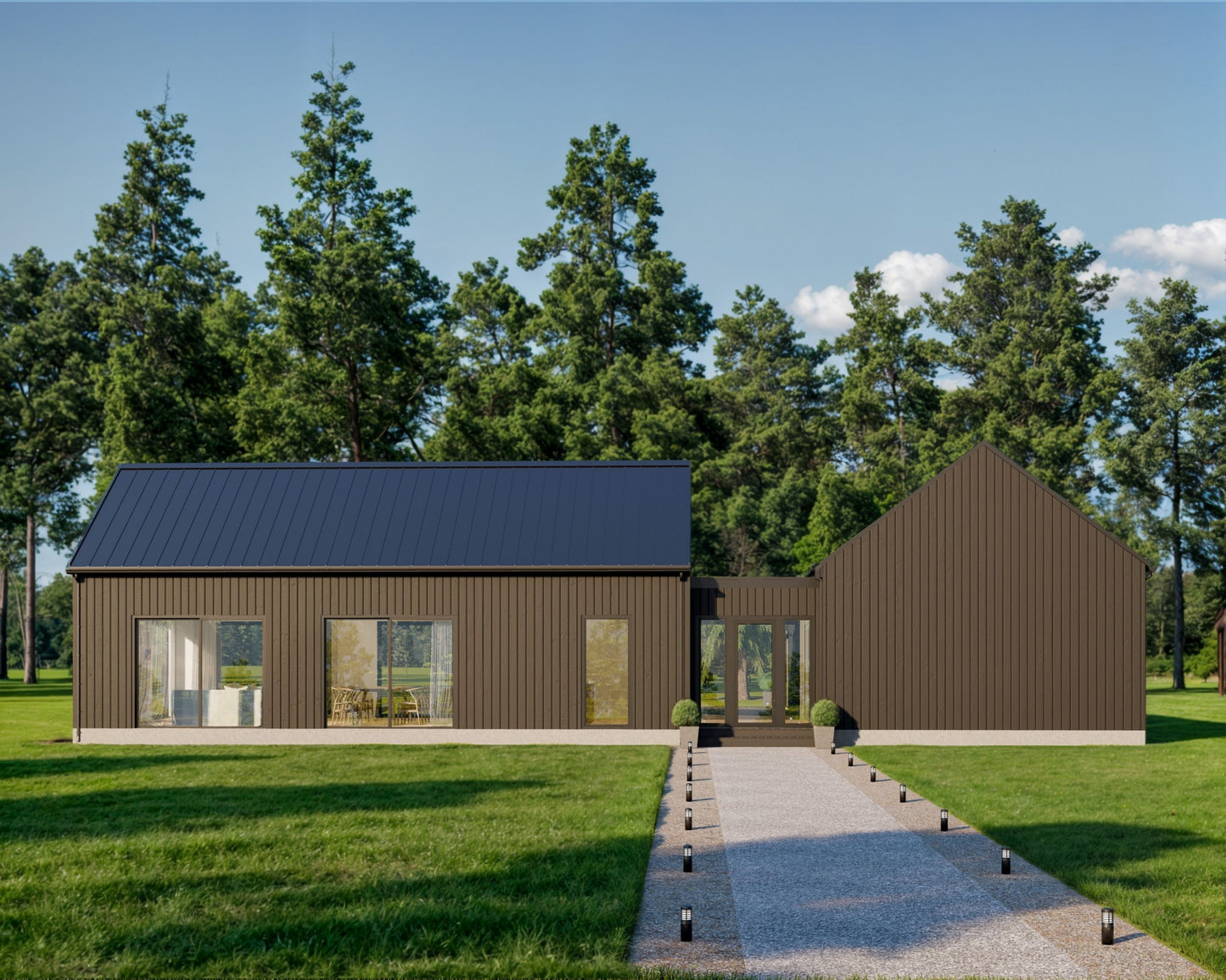 Modern Cabin House, L-shaped House, 3 Bedroom
