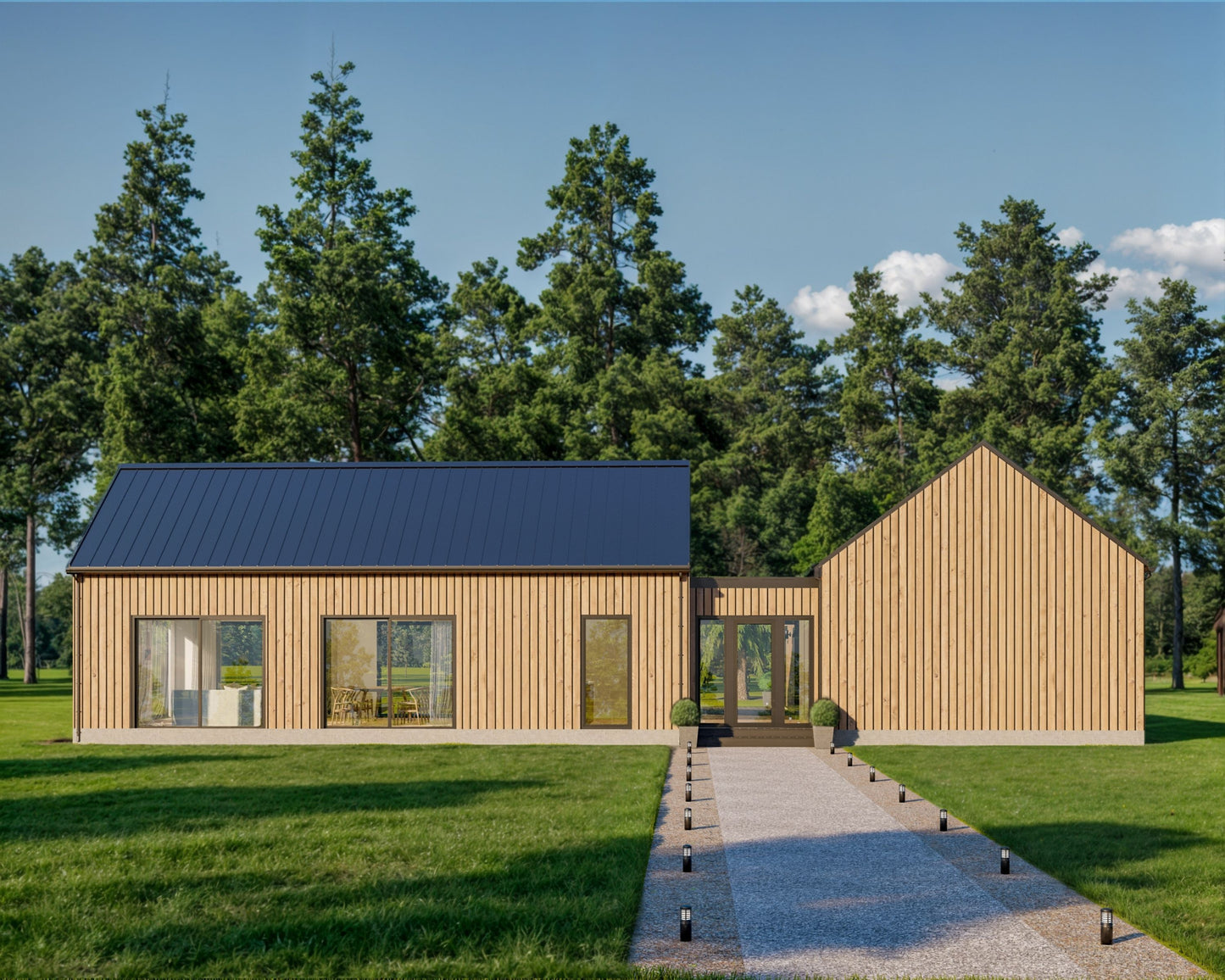 Modern Cabin House, L-shaped House, 3 Bedroom