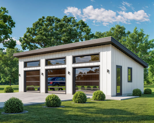 Three Car Shed Roof Garage , 24’ x 40’