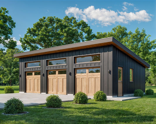 Three Car Shed Roof Garage , 24’ x 40’