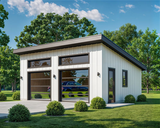 Two Car Shed Roof Garage , 24’ x 28’