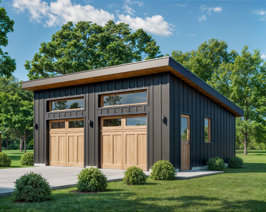 Two Car Shed Roof Garage , 24’ x 28’