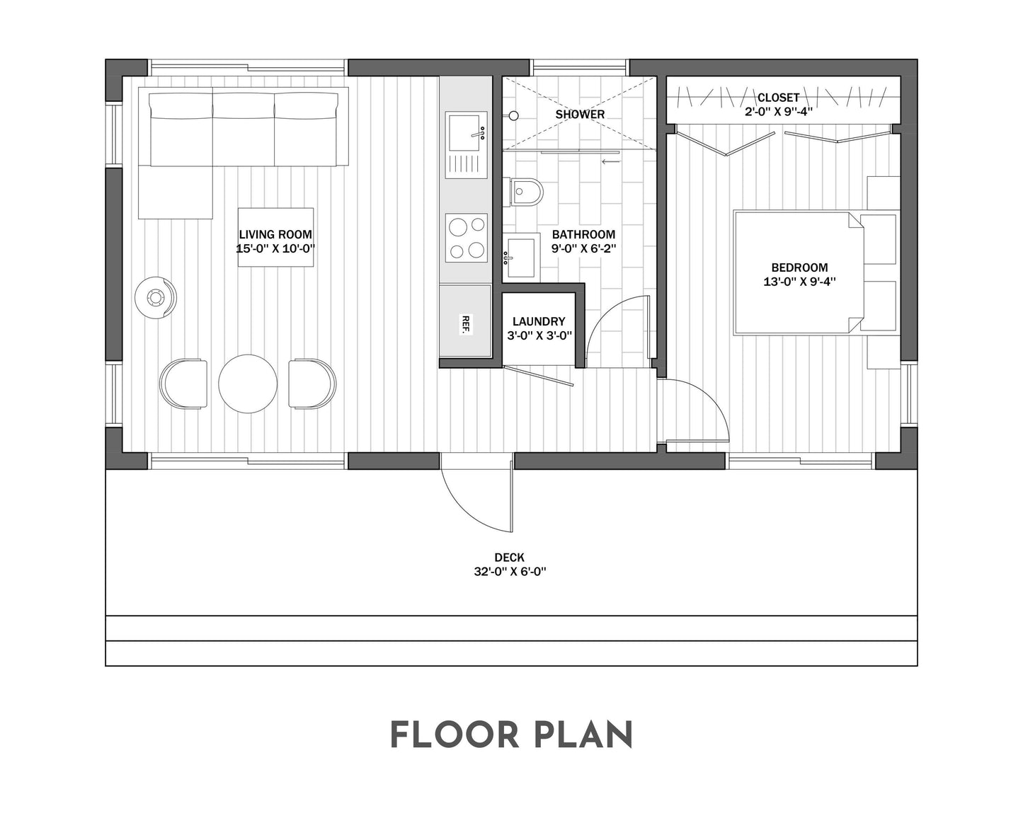Modern Cabin House, 1 Bedroom, 16’ x 32’