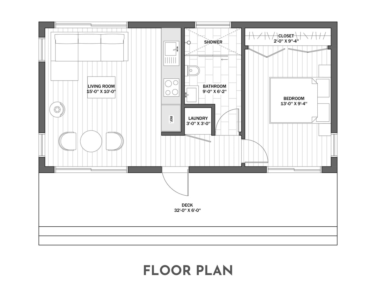 Modern Cabin House, 1 Bedroom, 16’ x 32’ – Ibra House Plans
